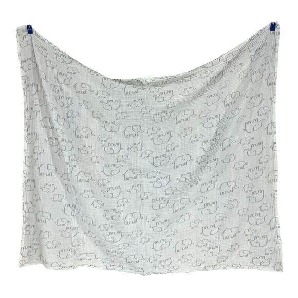 Parent’s Choice Elephant Muslin Swaddle Baby Blanket Gray White Cotton Walmart - Picture 2 of 4